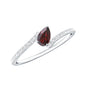 Real Pear Shape Garnet Promise Ring with Diamond Bypass Shank
