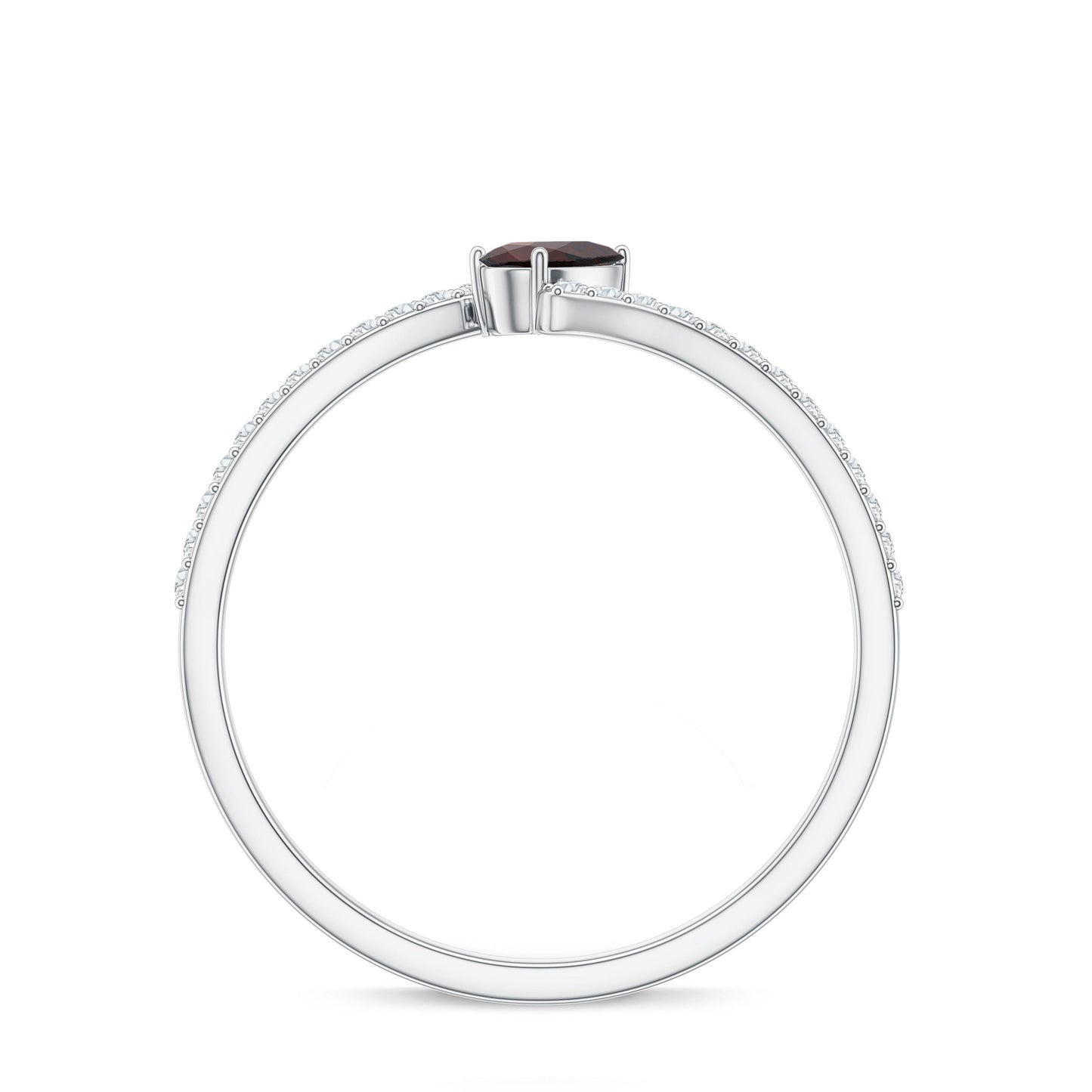 Real Pear Shape Garnet Promise Ring with Diamond Bypass Shank