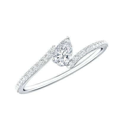 Pear Shaped Moissanite Bypass Promise Ring for Her
