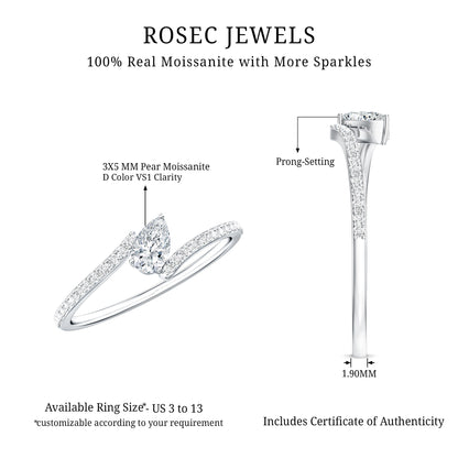 Pear Shaped Moissanite Bypass Promise Ring for Her