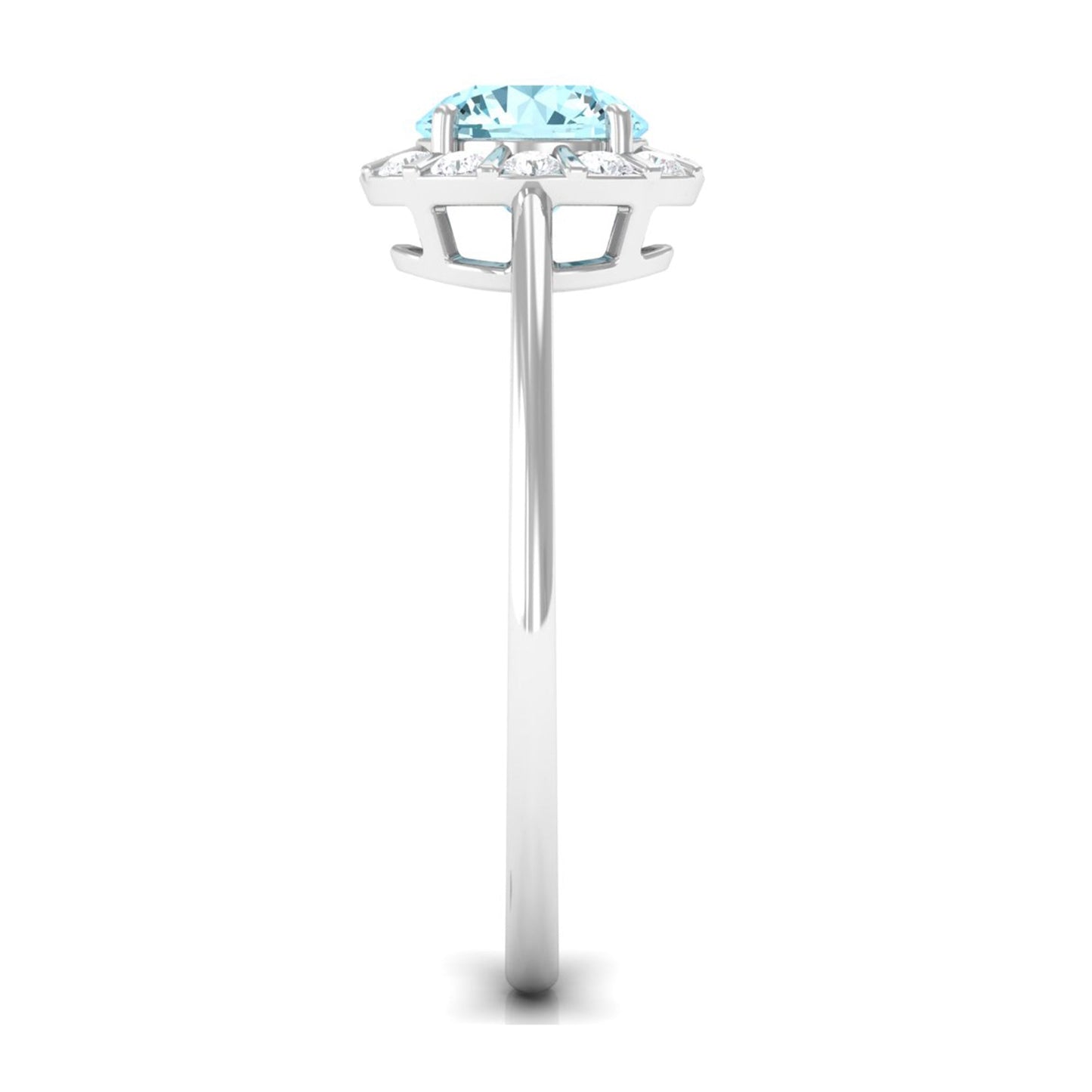 0.8 Carat Aquamarine Engagement Ring with Diamond Floating Halo