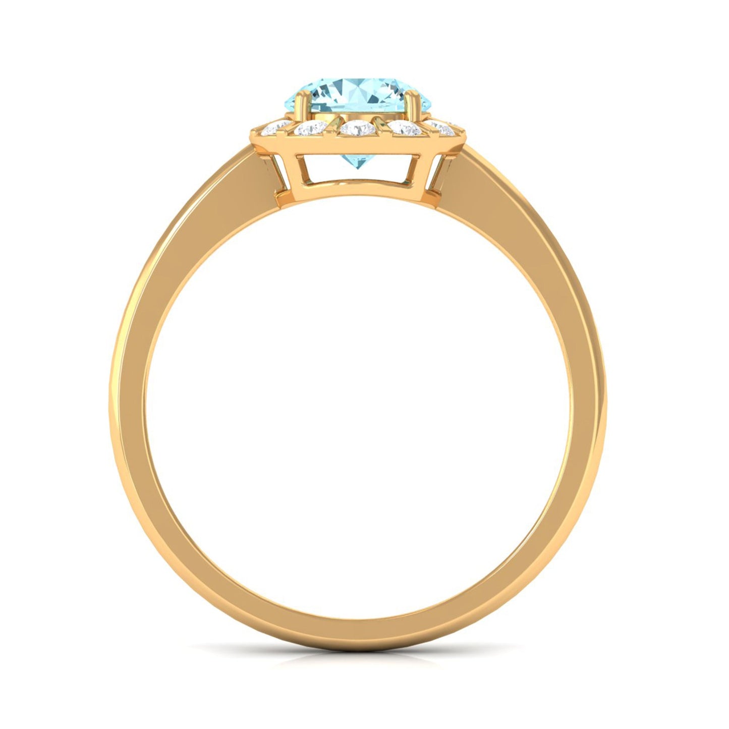 0.8 Carat Aquamarine Engagement Ring with Diamond Floating Halo
