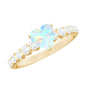 0.75 Carat Heart Shape Ethiopian Opal and Diamond Engagement Ring