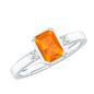 1 Carat Fire Opal Emerald Cut Engagement Ring with Diamond