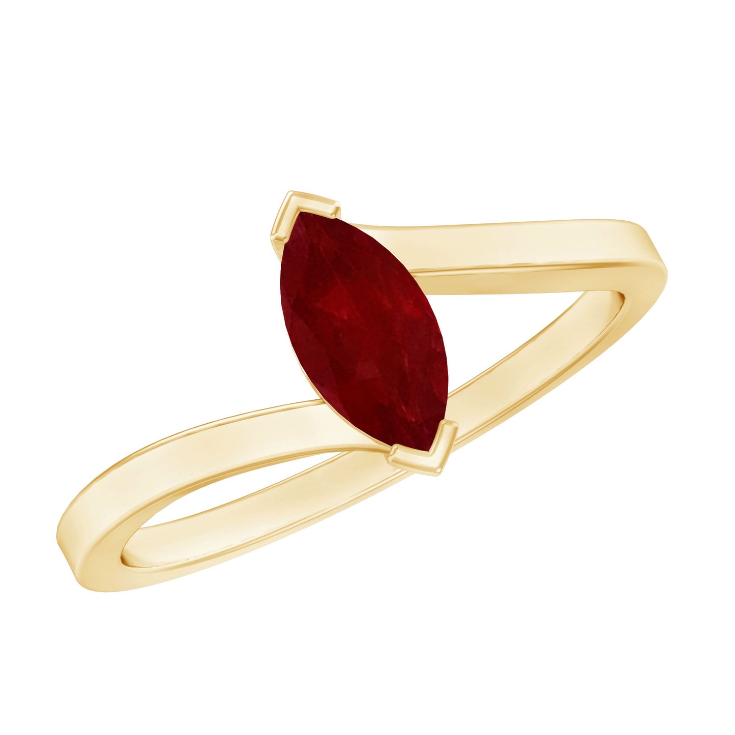 Natural 0.75 Carat Ruby Marquise Promise Ring with Bypass Shank