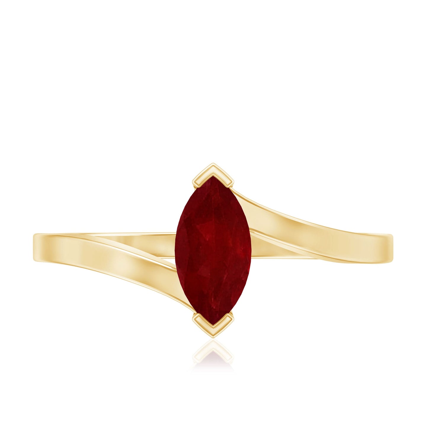 Natural 0.75 Carat Ruby Marquise Promise Ring with Bypass Shank