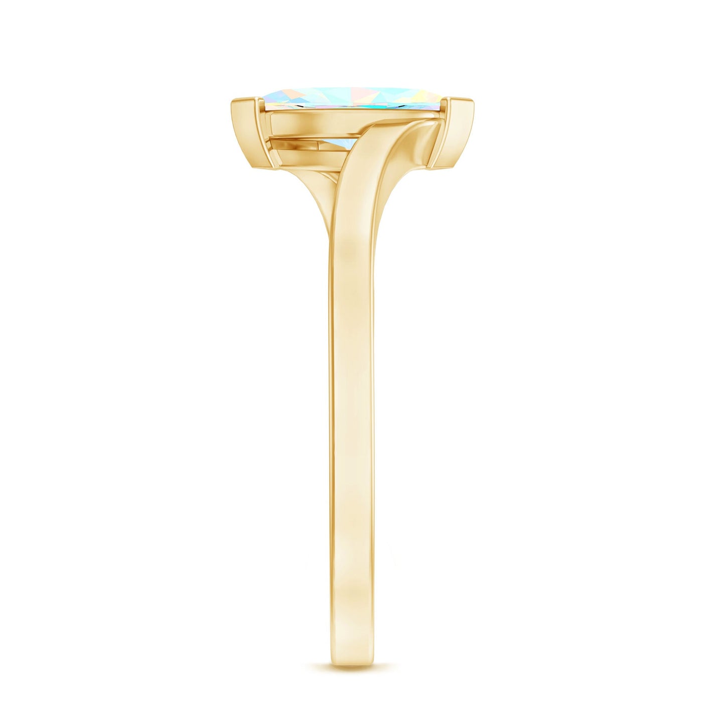 Natural Marquise Ethiopian Rainbow Opal Promise Ring with Bypass Shank