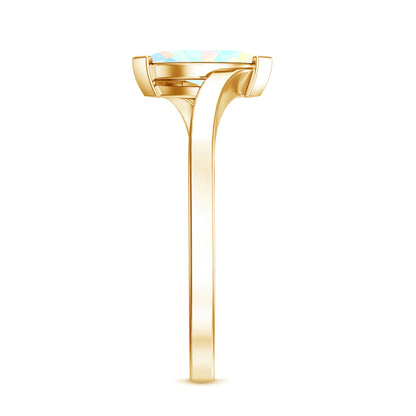 Natural Marquise Ethiopian Rainbow Opal Promise Ring with Bypass Shank