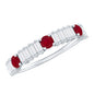 Real Ruby Diamond Half Eternity Band Ring for Women