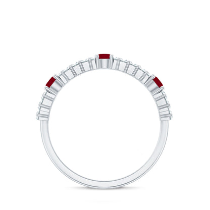 Real Ruby Diamond Half Eternity Band Ring for Women
