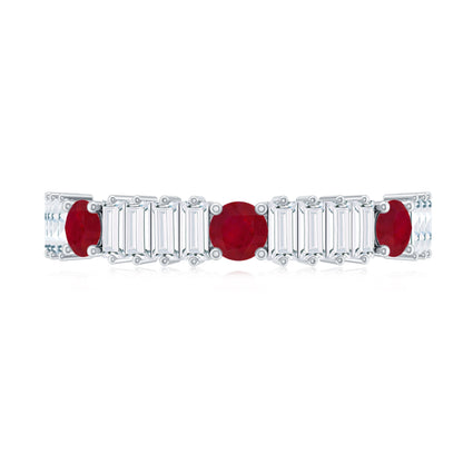 Real Ruby Diamond Half Eternity Band Ring for Women