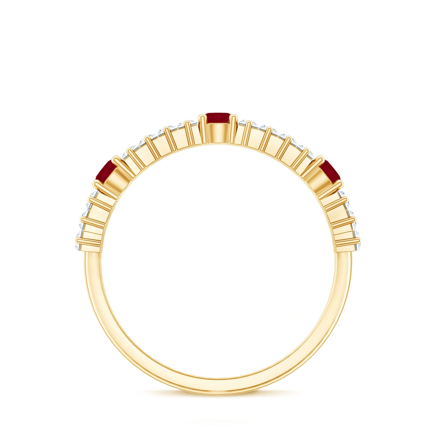 Real Ruby Diamond Half Eternity Band Ring for Women