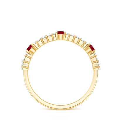 Real Ruby Diamond Half Eternity Band Ring for Women