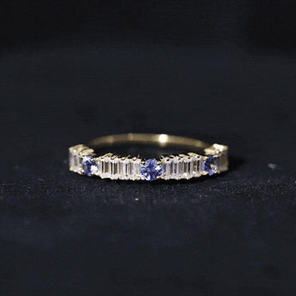 Classic Tanzanite and Diamond Half Eternity Band Ring