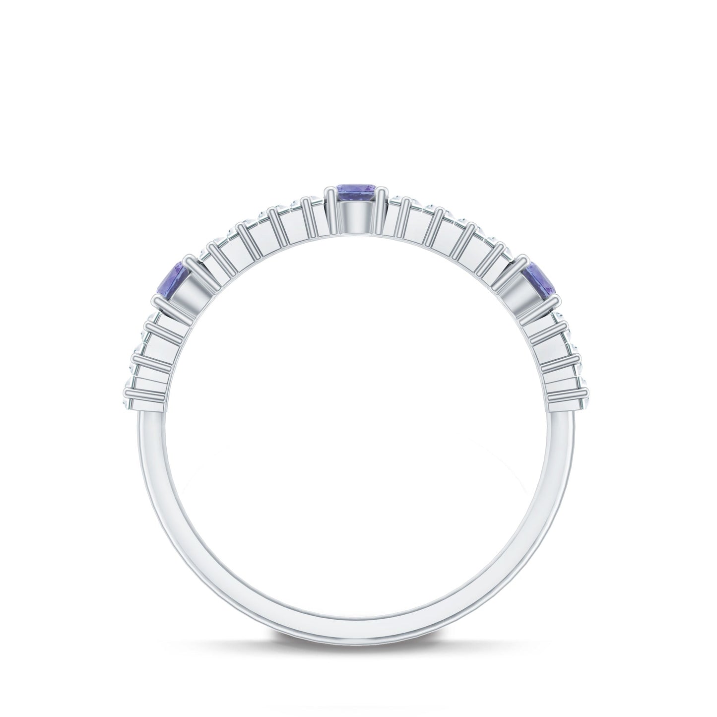 Classic Tanzanite and Diamond Half Eternity Band Ring