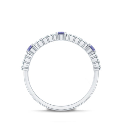 Classic Tanzanite and Diamond Half Eternity Band Ring