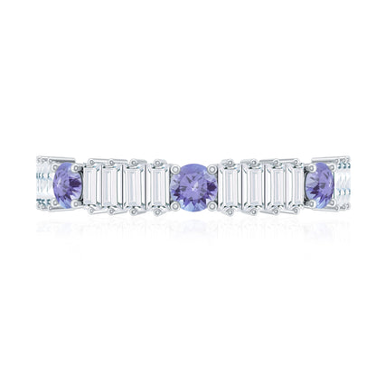 Classic Tanzanite and Diamond Half Eternity Band Ring