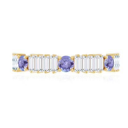 Classic Tanzanite and Diamond Half Eternity Band Ring