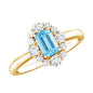 Octagon Aquamarine Engagement Ring with Diamond Halo