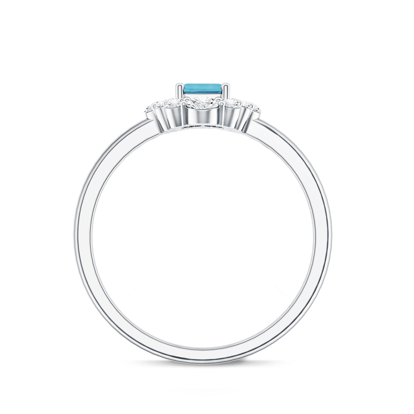 Octagon Aquamarine Engagement Ring with Diamond Halo