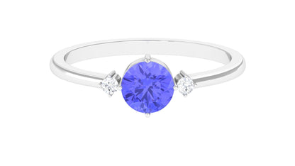 Certified Tanzanite Cute Promise Ring with Diamond