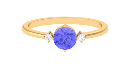 Certified Tanzanite Cute Promise Ring with Diamond