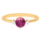 Simple Round Pink Tourmaline and Diamond Promise Ring