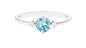 Natural 0.8 Carat Round Aquamarine Promise Ring with Diamond