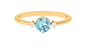 Natural 0.8 Carat Round Aquamarine Promise Ring with Diamond