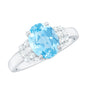 1 Carat Oval Cut Aquamarine Engagement Ring with Diamond Collar