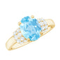 1 Carat Oval Cut Aquamarine Engagement Ring with Diamond Collar