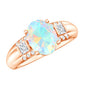 1.3 Carat Ethiopian Opal Oblong Engagement Ring with Diamond