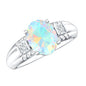 1.3 Carat Ethiopian Opal Oblong Engagement Ring with Diamond