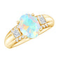 1.3 Carat Ethiopian Opal Oblong Engagement Ring with Diamond