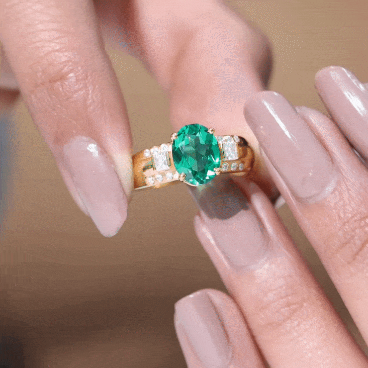 Certified 3 Carat Oval Lab Grown Emerald Diamond Statement Engagement Ring