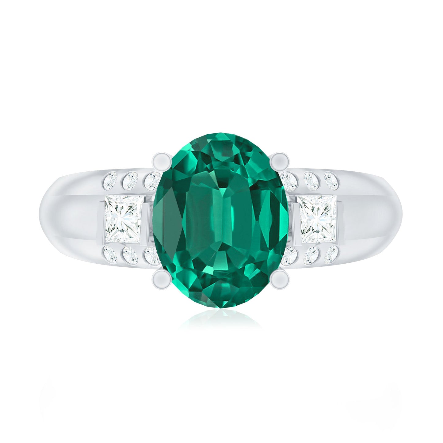 Certified 3 Carat Oval Lab Grown Emerald Diamond Statement Engagement Ring