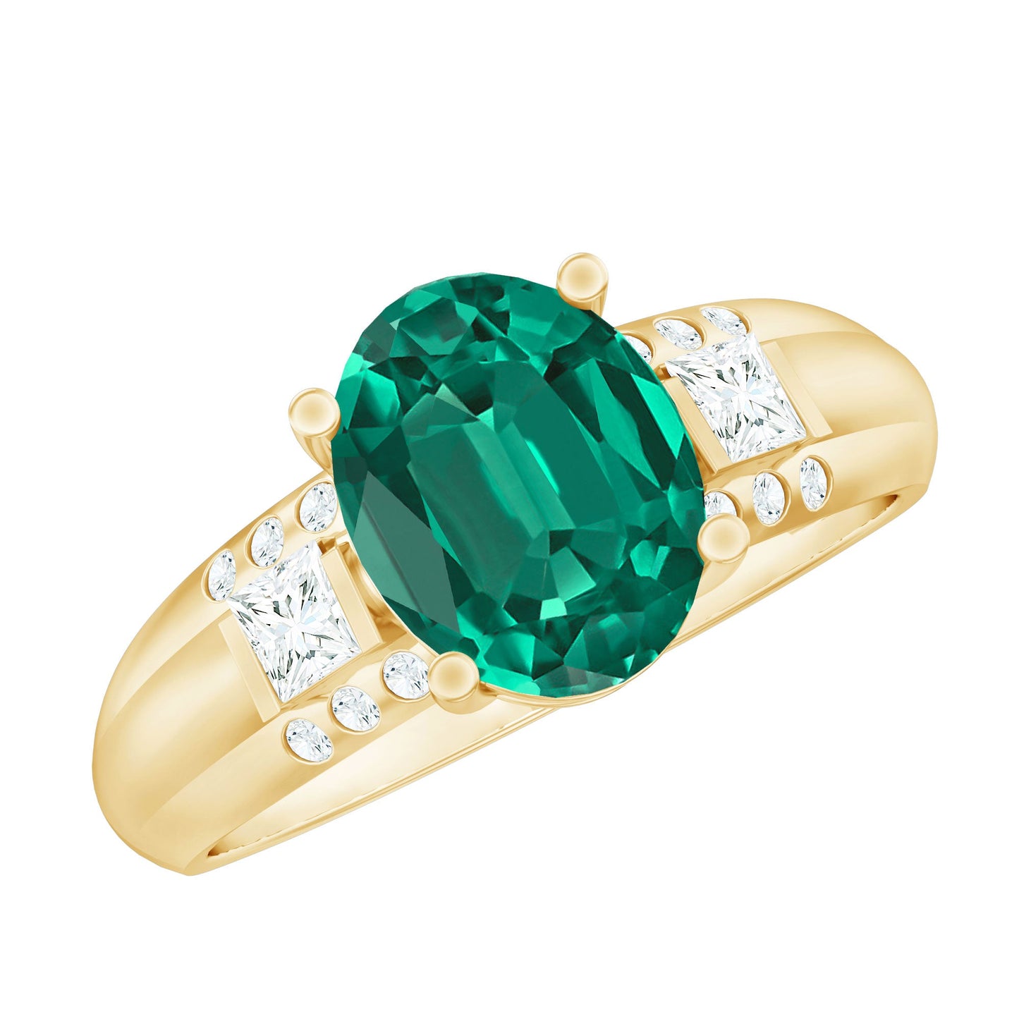 Certified 3 Carat Oval Lab Grown Emerald Diamond Statement Engagement Ring