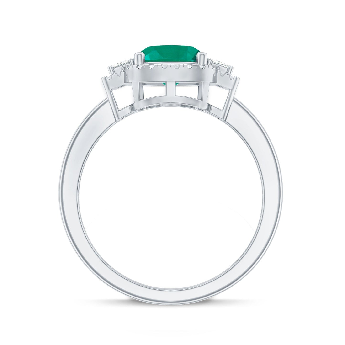 Cushion Cut 2 Carat Lab Grown Emerald Diamond Statement Engagement Ring