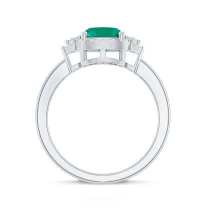 Cushion Cut 2 Carat Lab Grown Emerald Diamond Statement Engagement Ring
