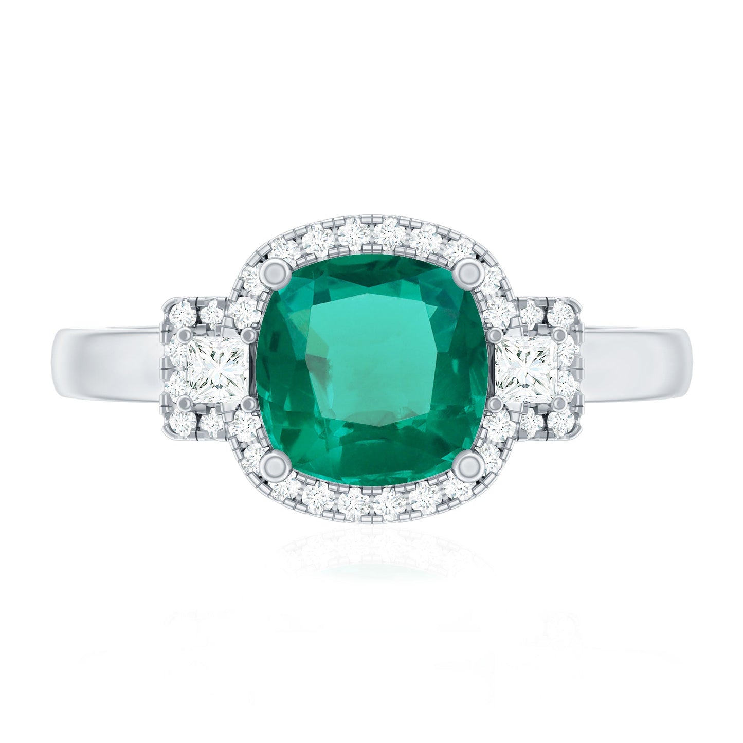 Cushion Cut 2 Carat Lab Grown Emerald Diamond Statement Engagement Ring