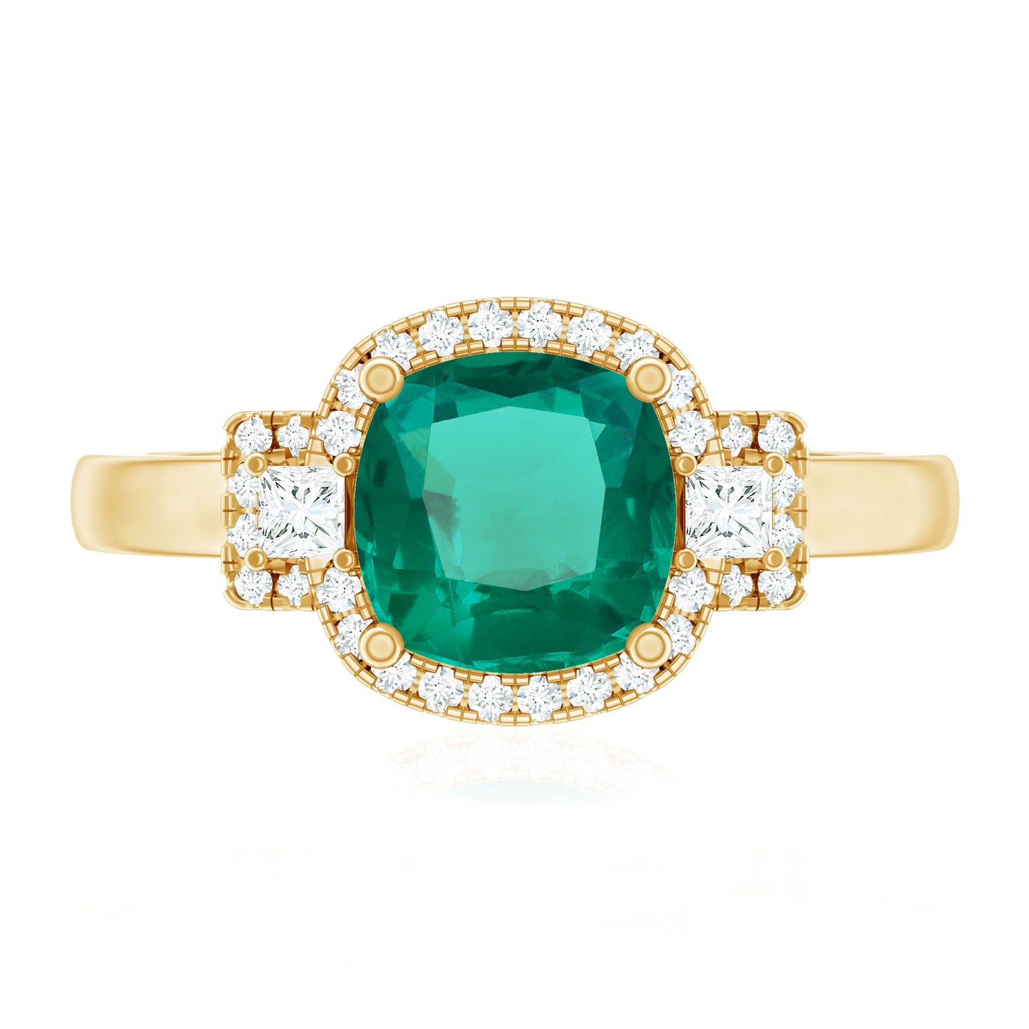 Cushion Cut 2 Carat Lab Grown Emerald Diamond Statement Engagement Ring
