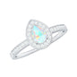 Natural 0.7 Carat Opalescent Teardrop Engagement Ring with Diamond Halo