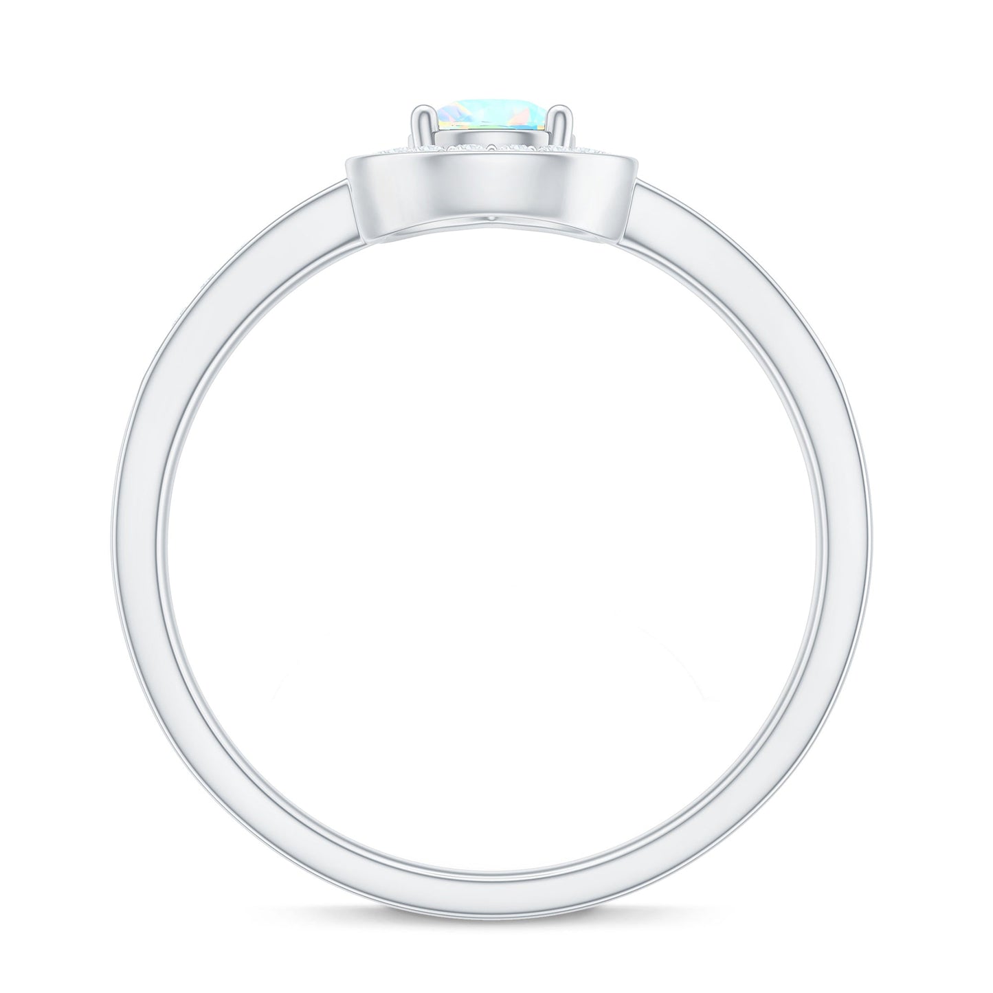 Natural 0.7 Carat Opalescent Teardrop Engagement Ring with Diamond Halo