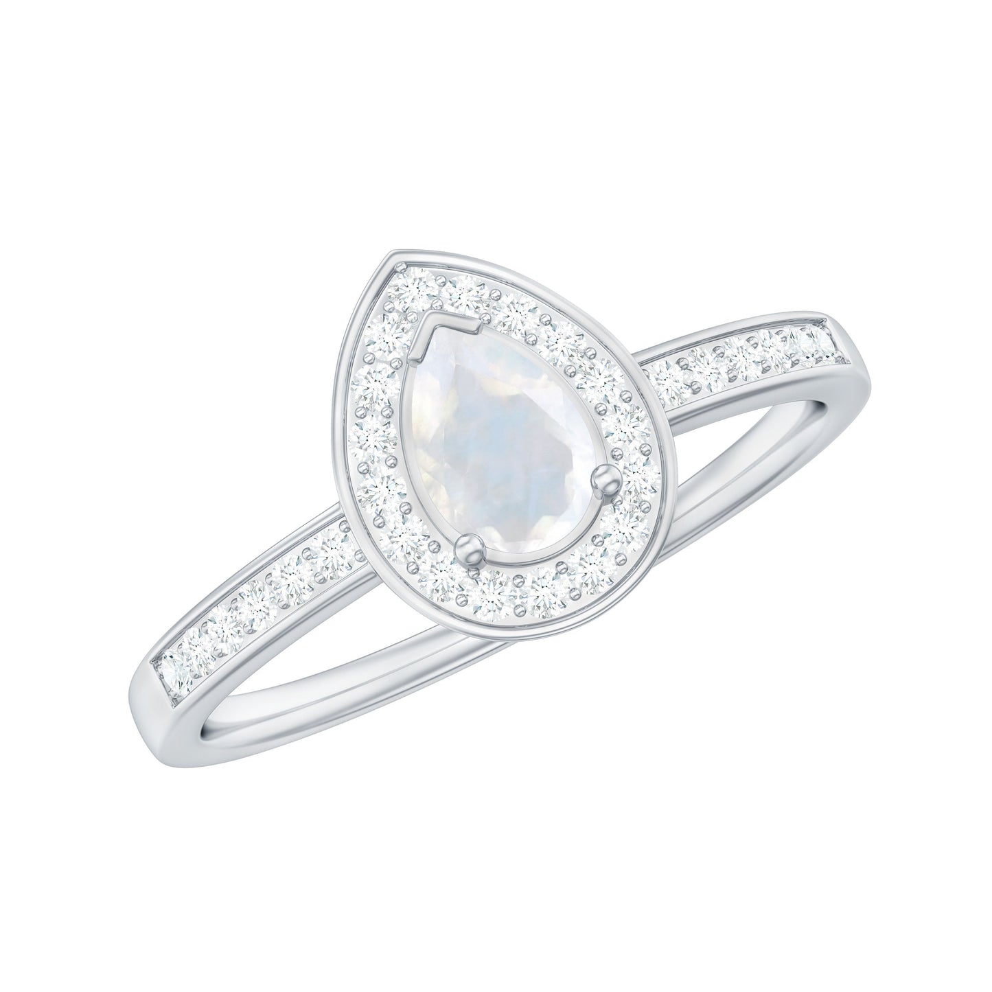 0.8 Carat Classic Moonstone and Diamond Halo Engagement Ring