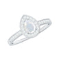 0.8 Carat Classic Moonstone and Diamond Halo Engagement Ring