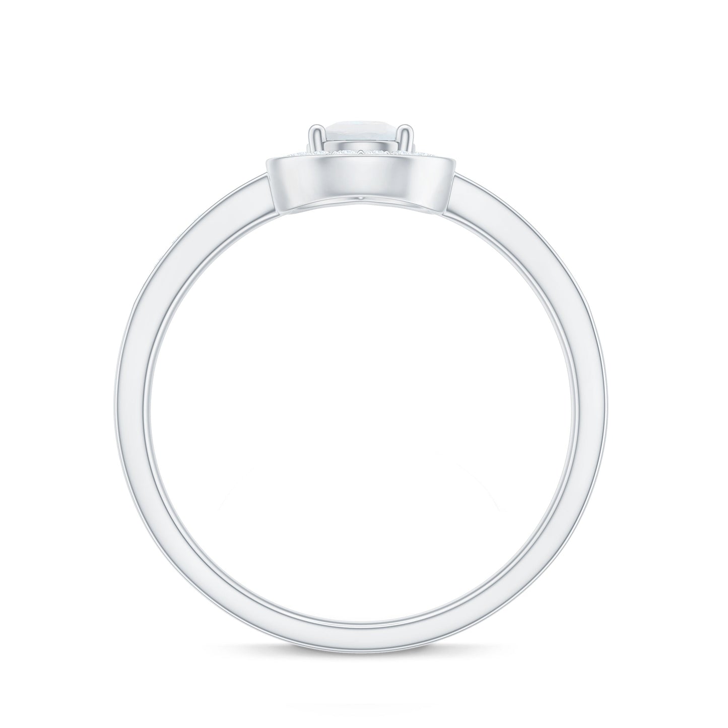 0.8 Carat Classic Moonstone and Diamond Halo Engagement Ring