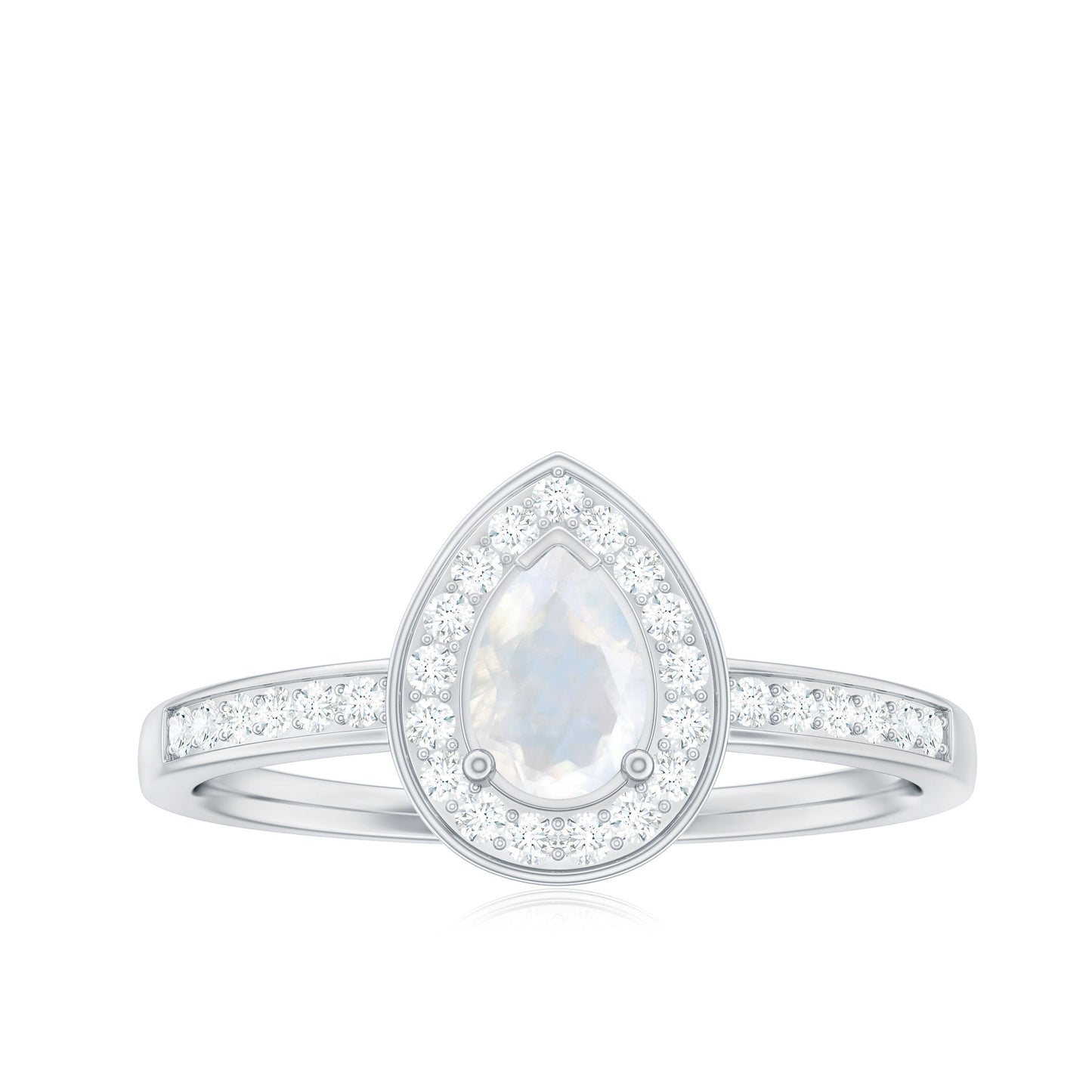 0.8 Carat Classic Moonstone and Diamond Halo Engagement Ring