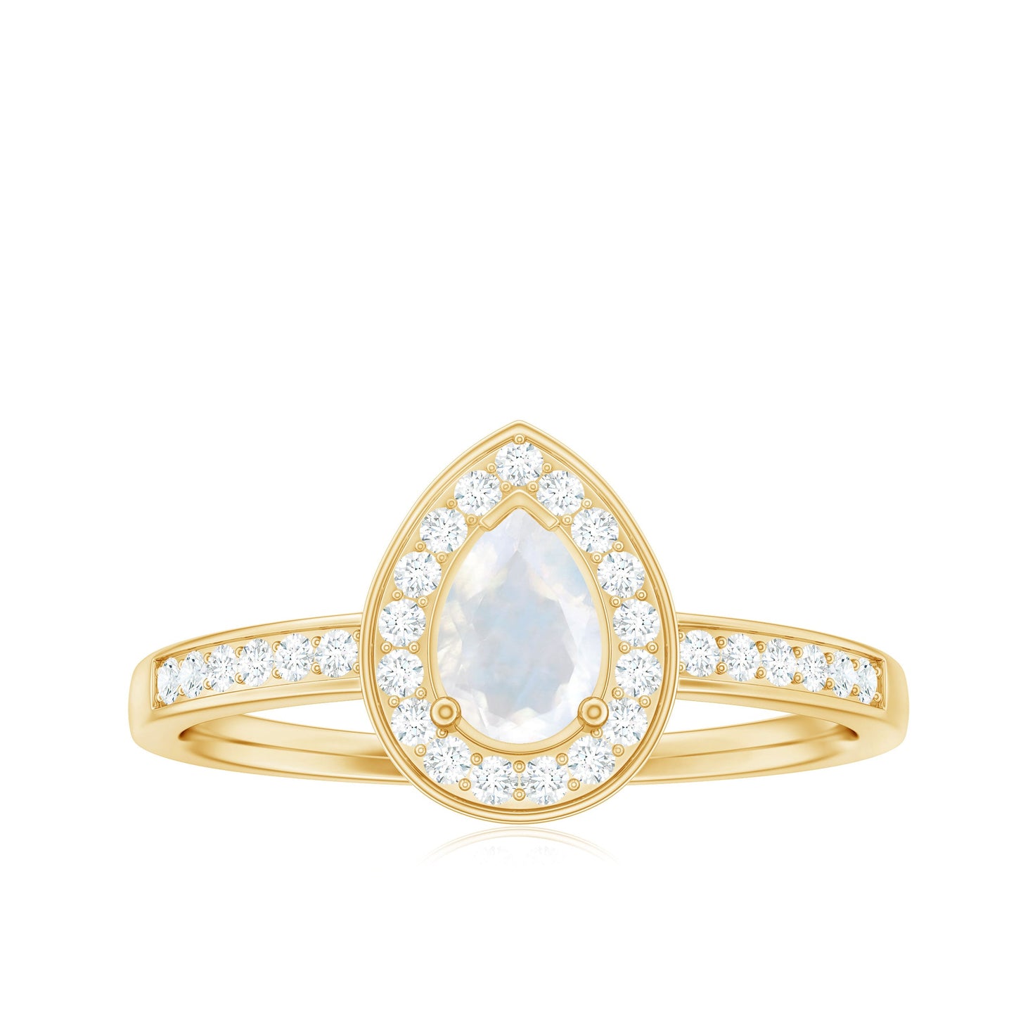 0.8 Carat Classic Moonstone and Diamond Halo Engagement Ring