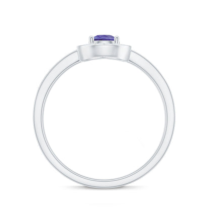 Natural Pear Cut Tanzanite Teardrop Engagement Ring with Diamond Halo