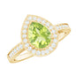 Natural 1 Carat Peridot Teardrop Engagement Ring with Diamond Halo